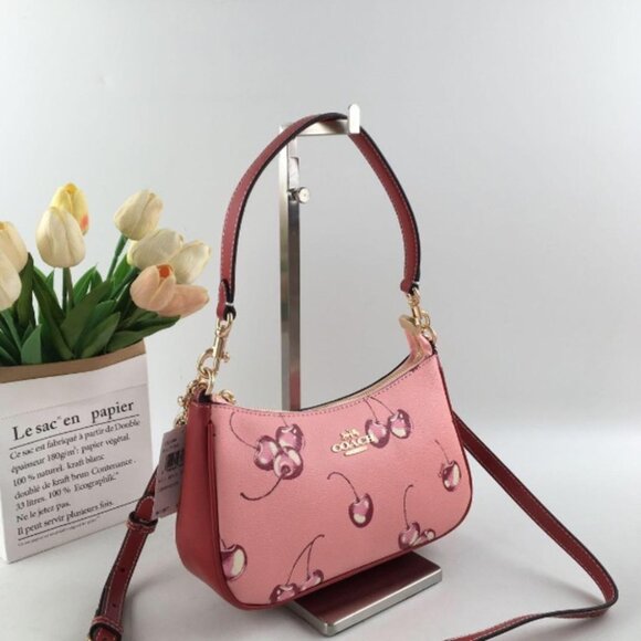 Coach Brown and Pink Floral Wristlet - Picture 3 of 8